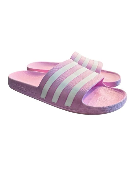adidas Shoes - Adidas Adilette Aqua Slides Women’s Size 11 Pink White Stripes Comfort‎ Sandals